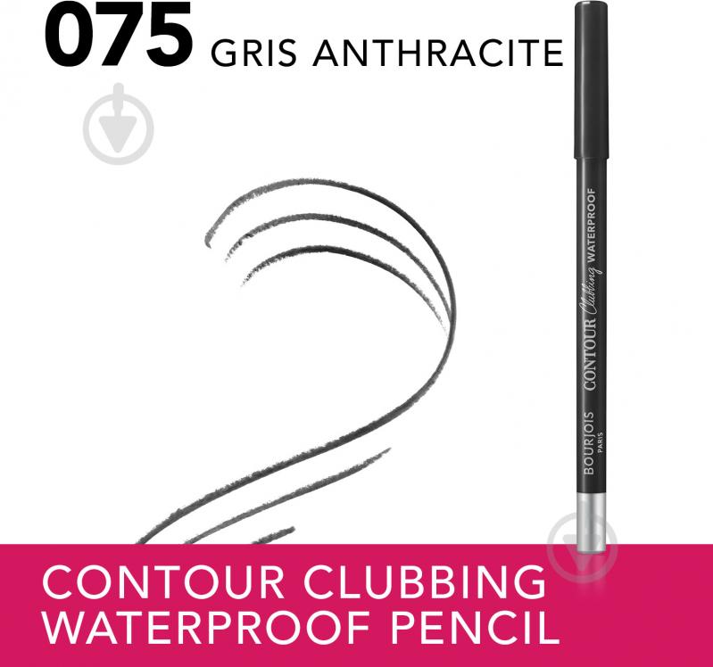 Карандаш BOURJOIS Contour Clubbing гелев водост (75) Gris Anthracite 1,2 г - фото 3