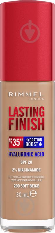 Тональная основа Rimmel London LASTING FINISH 35H (200) Soft Beige 30 мл - фото 1