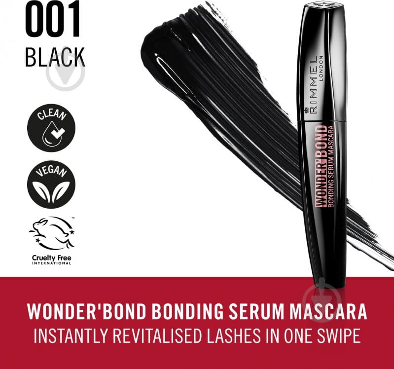 Туш Rimmel London Wonder'Bond Bonding Serum Mascara (001) Black 11 мл 11 г - фото 4