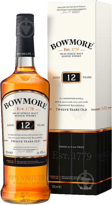 Віскі Bowmore 12 років витримки 40% (5010496080818) 0,7 л - фото 1