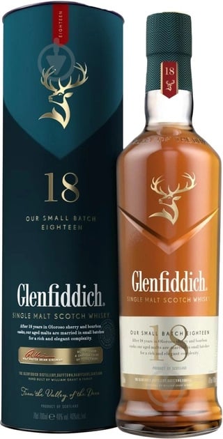 Виски Glenfiddich Glenfiddich 18 лет выдержки 40% (5010327325132) 0,7 л - фото 1