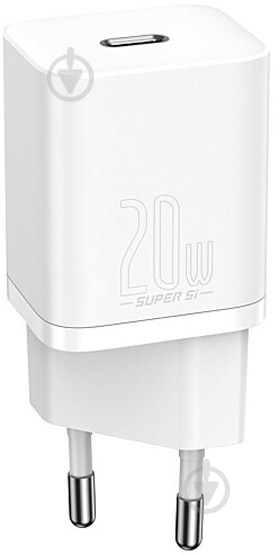 Сетевое зарядное устройство BASEUS Super Si USB-C 20W (CCSUP-B02) White - фото 1