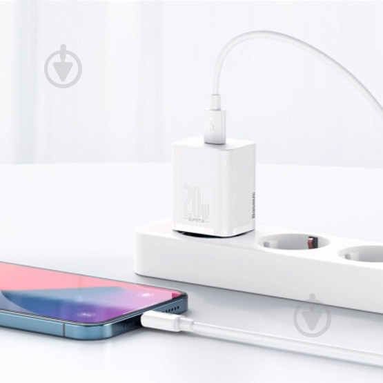Сетевое зарядное устройство BASEUS Super Si USB-C 20W (CCSUP-B02) White - фото 7