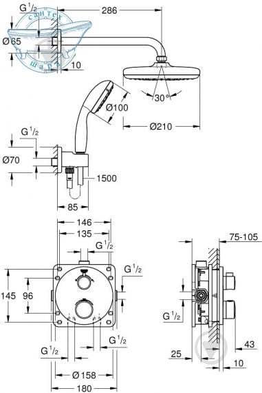 Душевая система Grohe Precision Trend Vitalio Start 210 34733002T - фото 2