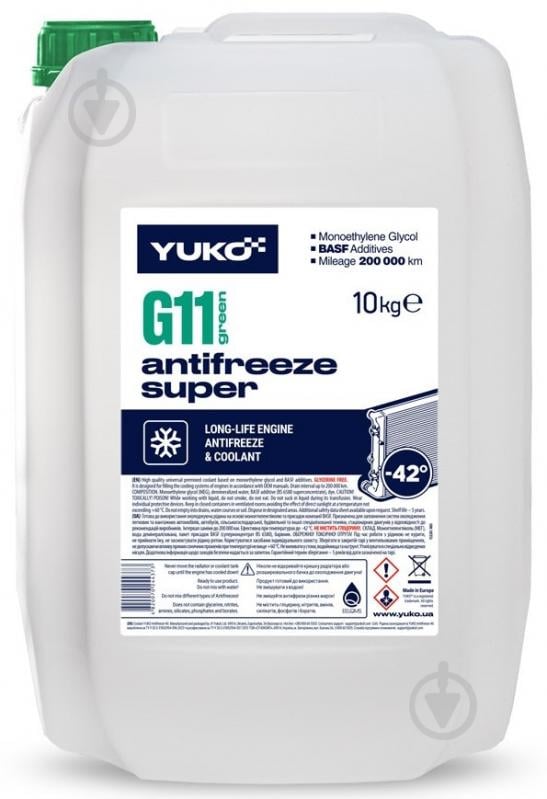 Антифриз YUKO (VUKO) -40 Super G11 готовый 10 л зеленый - фото 1