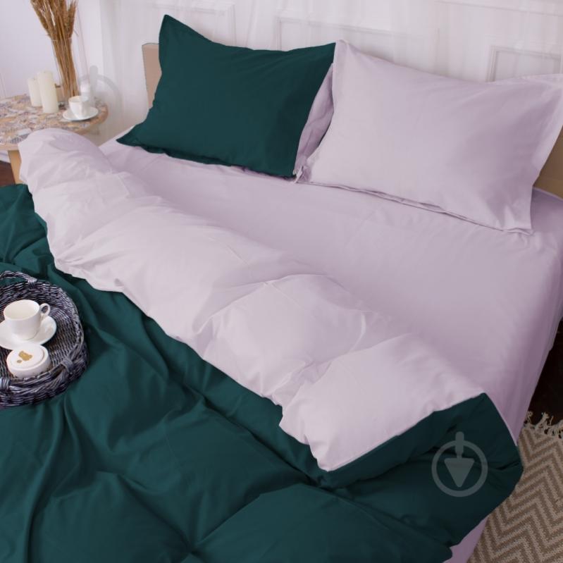 Комплект постельного белья MirSon Poplin Line 054+091 Denise изумрудный/светло-серый - фото 2