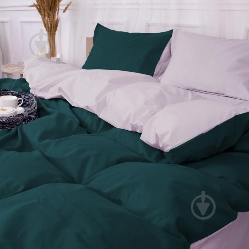 Комплект постельного белья MirSon Poplin Line 054+091 Denise изумрудный/светло-серый - фото 3
