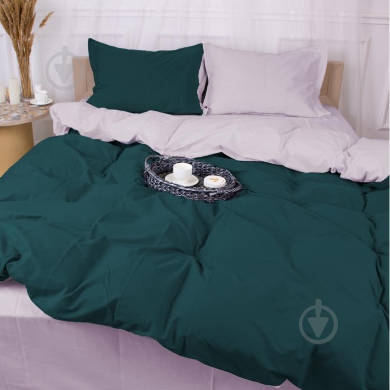 Комплект постельного белья MirSon Poplin Line 054+091 Denise изумрудный/светло-серый - фото 4