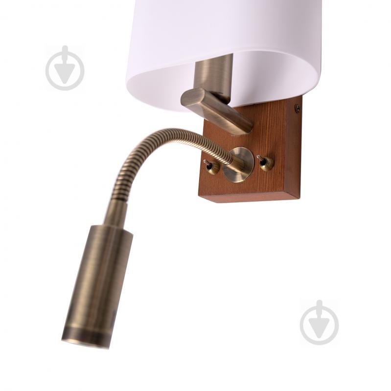 Бра Altalusse с LED-подсветкой (3W) 2x40 Вт E14 античная бронза/орех INL-3095W-02 Antique brass & W - фото 2