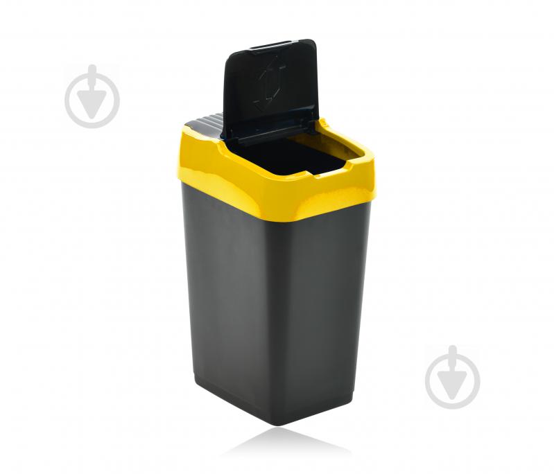 Бак для сміття з кришкою Heidrun Push & Up 35 л чорний із жовтим 1343 - фото 3