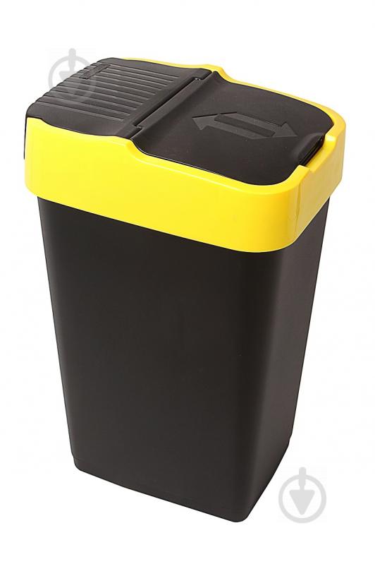 Бак для сміття з кришкою Heidrun Push & Up 35 л чорний із жовтим 1343 - фото 1