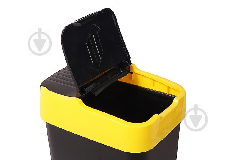 Бак для сміття з кришкою Heidrun Push & Up 35 л чорний із жовтим 1343 - фото 8