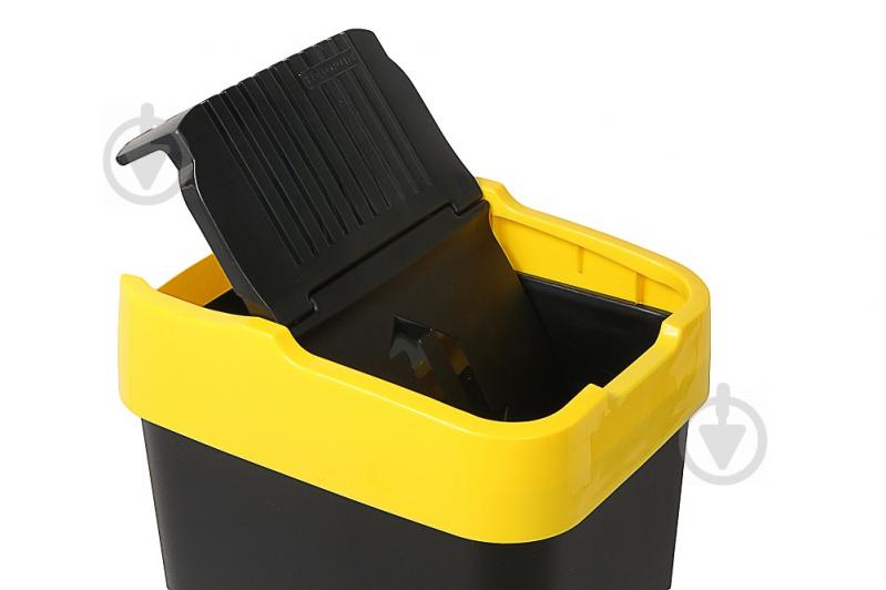 Бак для сміття з кришкою Heidrun Push & Up 35 л чорний із жовтим 1343 - фото 5