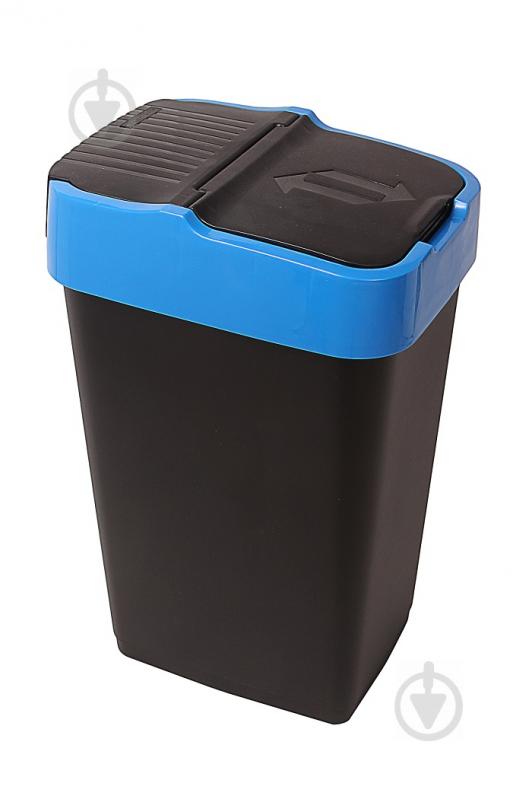 Бак для сміття з кришкою Heidrun Push & Up 35 л синій - фото 1
