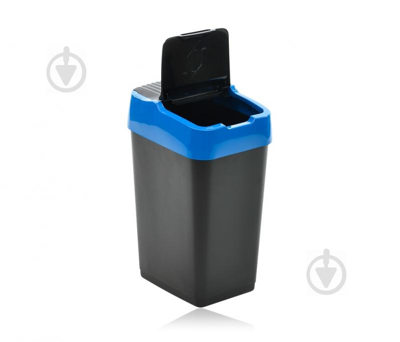 Бак для сміття з кришкою Heidrun Push & Up 35 л синій - фото 3