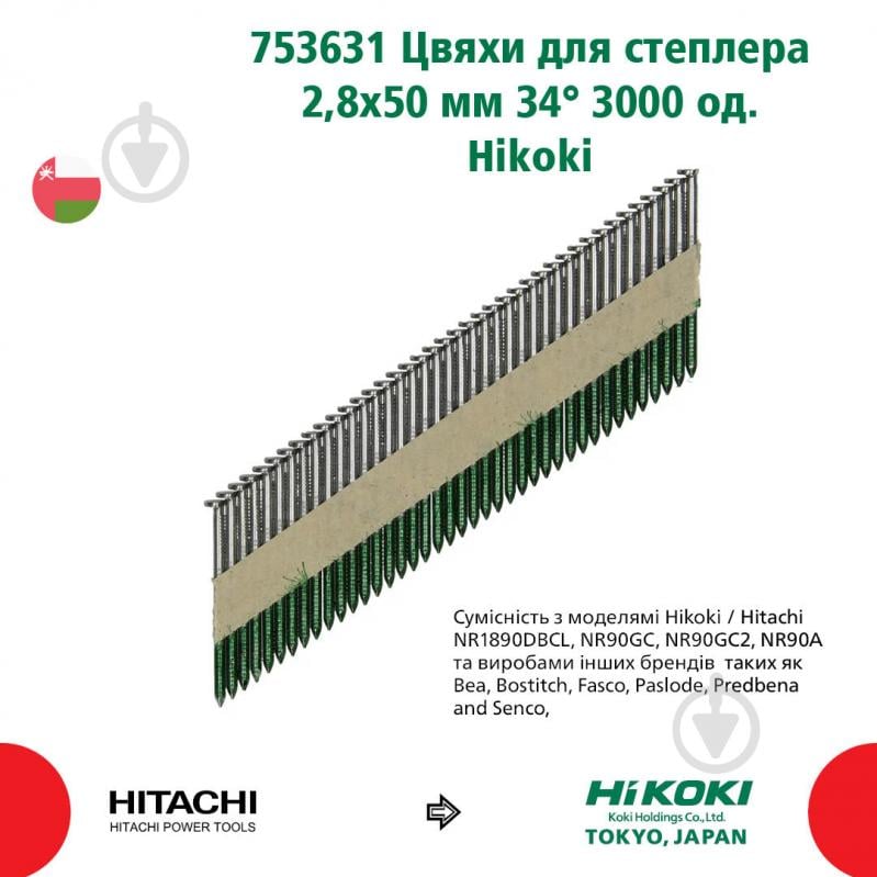 Гвозди для электростеплера HIKOKI 50 мм тип DRS 3000 шт. 753631 - фото 2