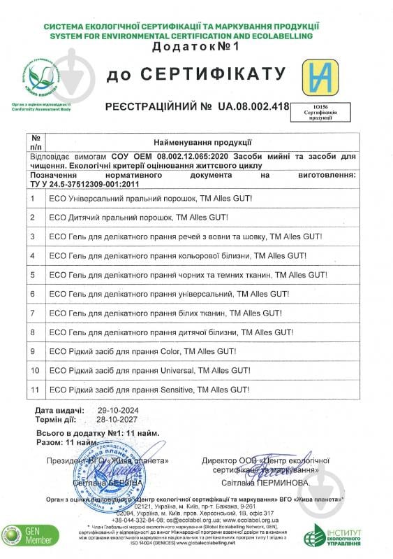 Гель для машинного та ручного прання Alles GUT! ECO для дитячої білизни 0,9 л + 0,9 л 1,8 л 2 шт. - фото 2