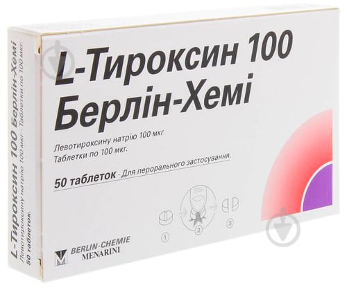 L-тироксин 100 Берлін-Хемі №50 (25х2) таблетки 100 мкг - фото 1