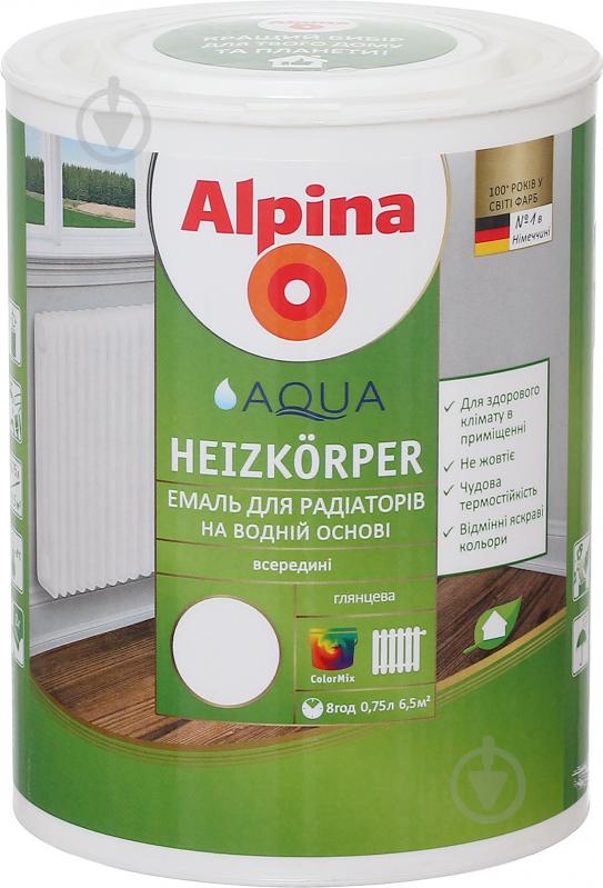 Эмаль Alpina акриловая для радиаторов Aqua Heizkorper белый глянец 0,75 л - фото 1