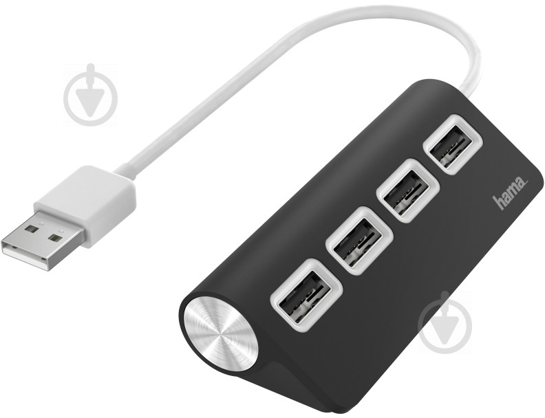 USB-хаб Hama 4 Ports USB 2.0 Black/White 0,15 м black (200119) - фото 1