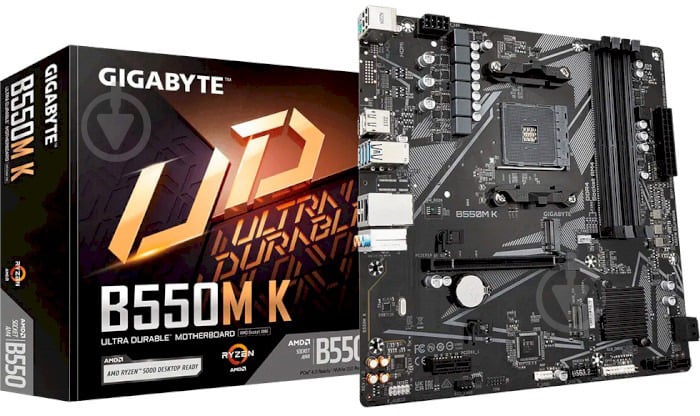 Материнська плата Gigabyte B550M K (Socket AM4, AMD B550, micro ATX) - фото 1