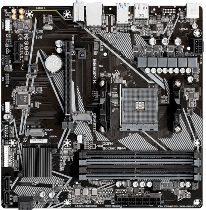 Материнская плата Gigabyte B550M K (Socket AM4, AMD B550, micro ATX) - фото 4