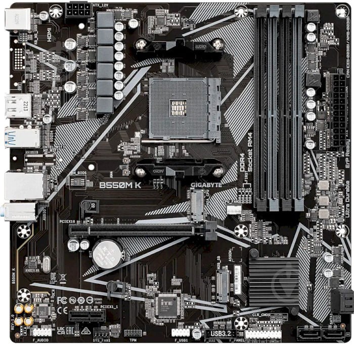 Материнська плата Gigabyte B550M K (Socket AM4, AMD B550, micro ATX) - фото 2