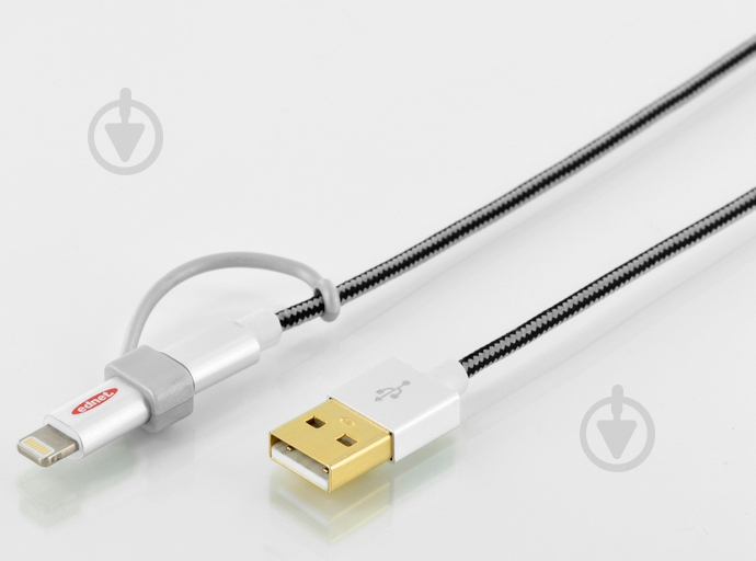 Кабель Digitus USB 2.0 Lightning+microUSB charge/sync 1 м черный (31052) - фото 2