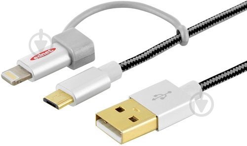 Кабель Digitus USB 2.0 Lightning+microUSB charge/sync 1 м черный (31052) - фото 1