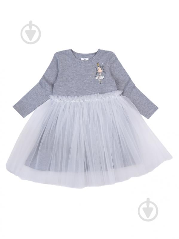 Платье Luna Kids с фатином р.98 серый меланж - фото 1