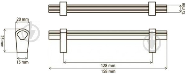 Мебельная ручка скоба DC DRU 20AL G2 128 мм хром - фото 2