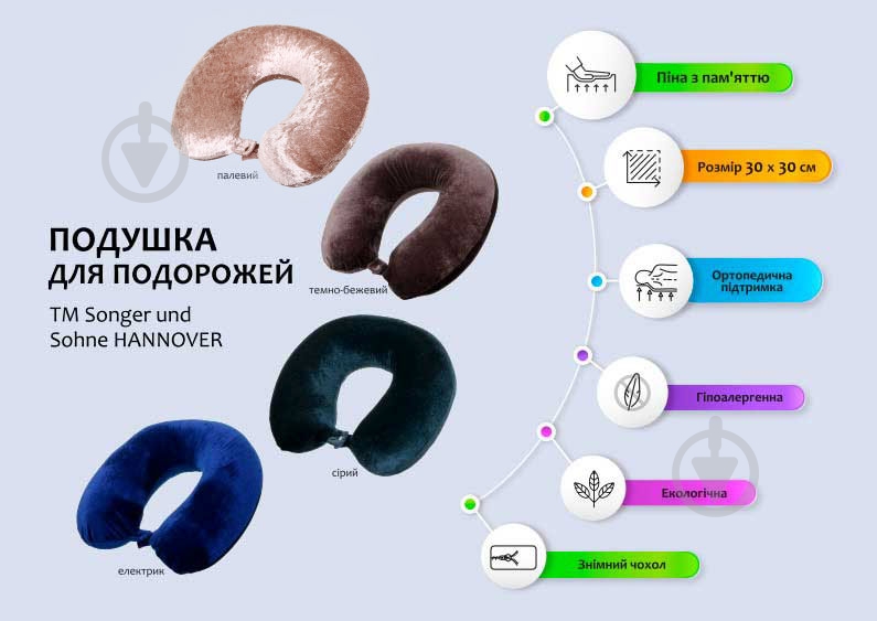 Подушка дорожная Hannover 30х30х9 см темно-бежевый Songer und Sohne - фото 7