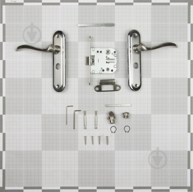 Замок врезной с ручками  Linde А-2001 WC SN/CP WC 47,5 мм хром/ - фото 3