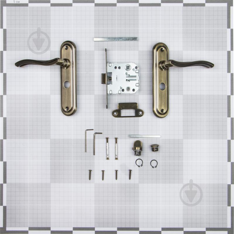 Замок врізний з ручками WC Linde А-2002 WC AB 47,5 мм стара бронза - фото 3