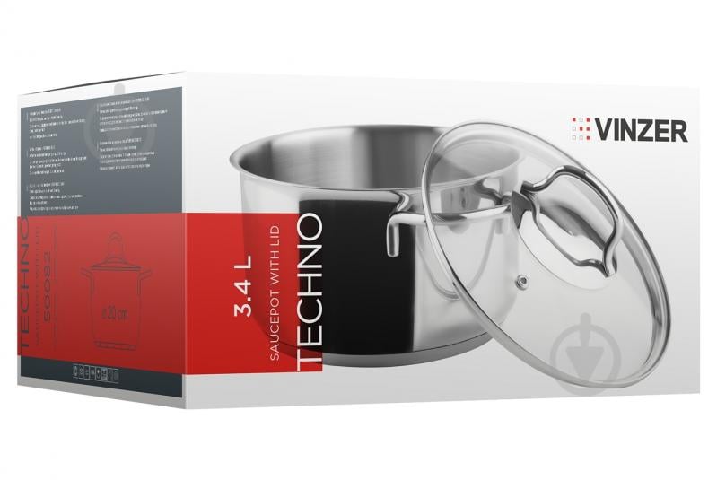 Кастрюля с крышкой Vinzer 3.4 л Techno Series 89082 - фото 3