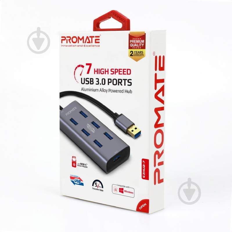 USB-хаб Promate EzHub-7 7хUSB 3.0 Grey - фото 9