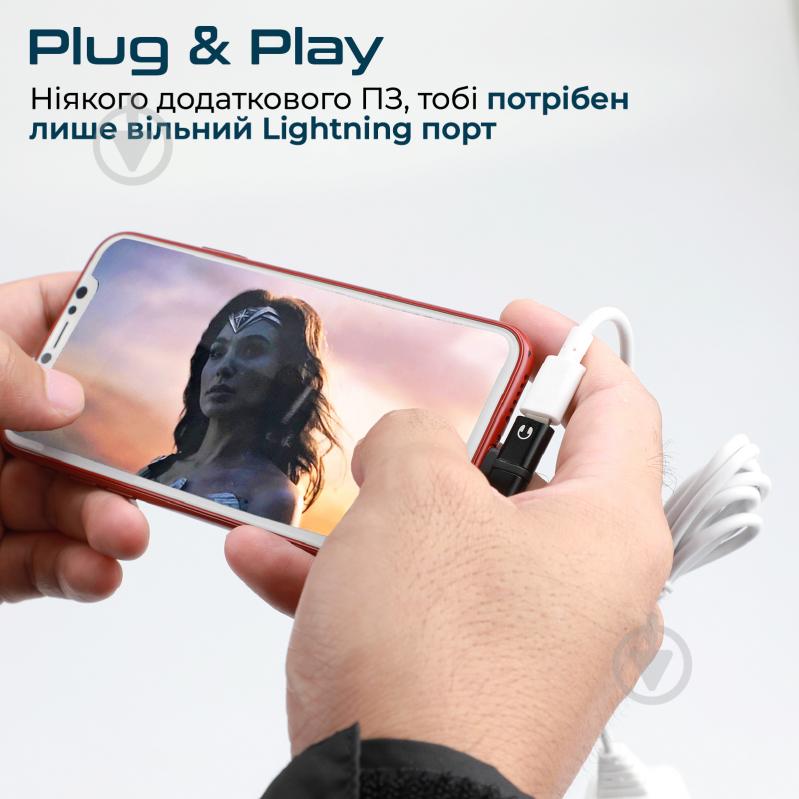 Переходник Promate iHinge-LT 2 в 1 Lightning to Lightning Audiо & Sync/Charge Black черный (ihinge-lt.black) - фото 5