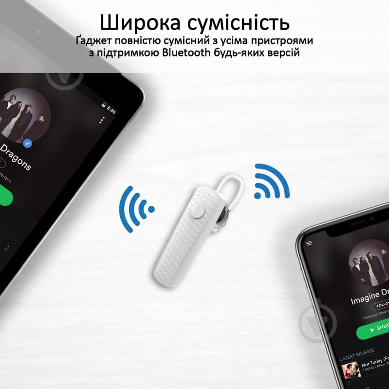 Bluetooth-гарнитура Promate Shift Bluetooth 5 white (shift.white) - фото 6