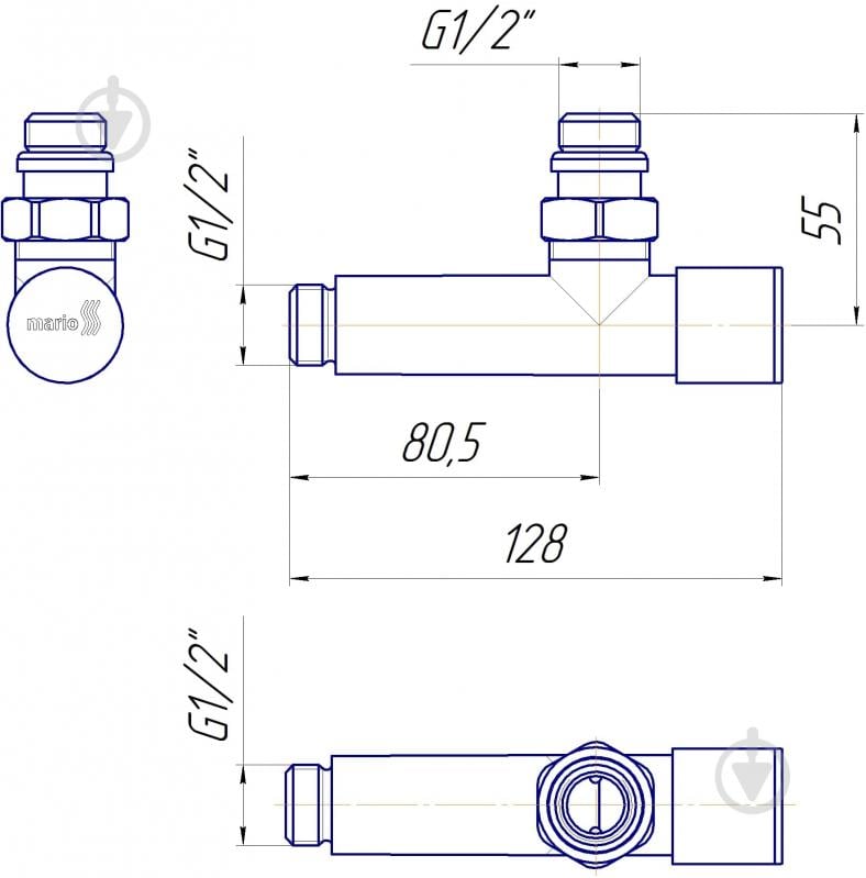 Кран кутовий Mario 1/2 золото (подовж.) - фото 2