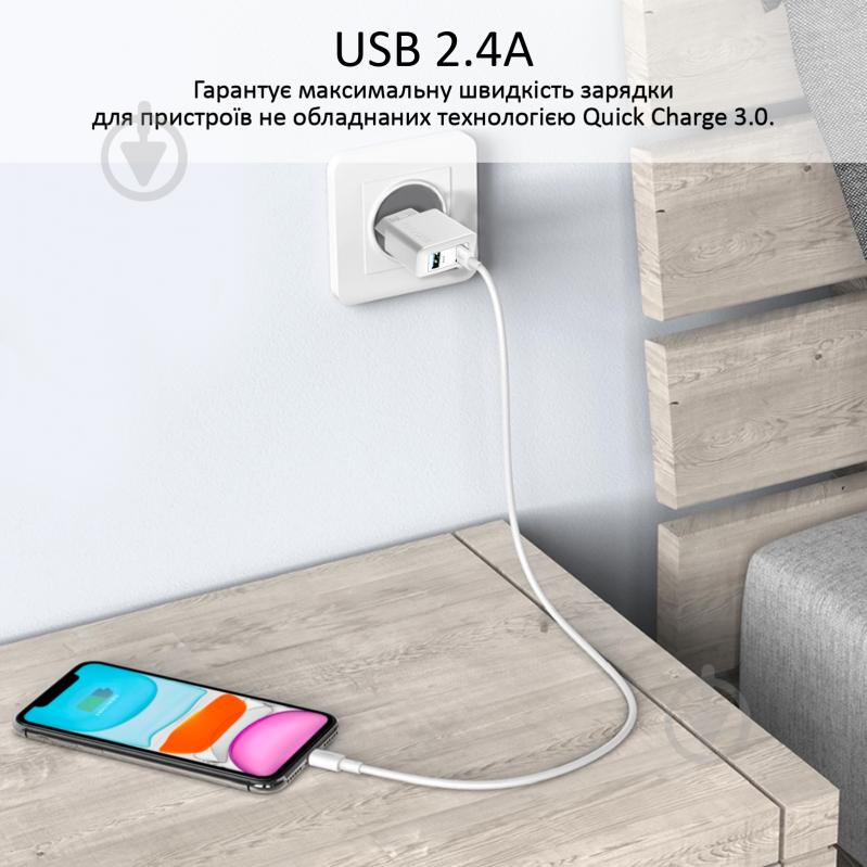 Зарядное устройство Promate BiPlug 12 Вт 2 USB White - фото 3