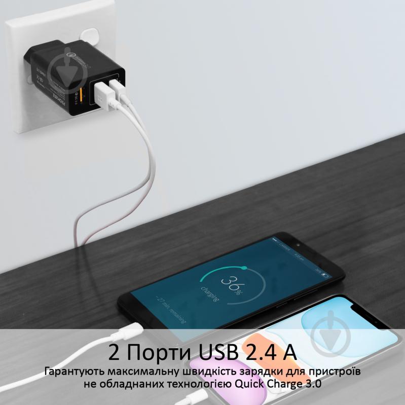 Зарядное устройство Promate TriPort-QC 30Вт USB QC3.0 + 2 USB Black - фото 4