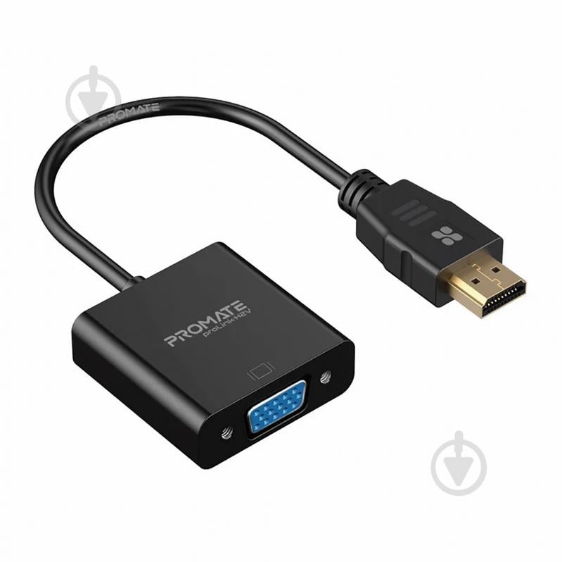 Перехідник Promate ProLink-H2V HDMI-VGA 0,2 м чорний (prolink-h2v.black) - фото 1