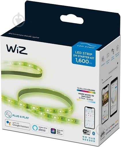 Умная светодиодная лента WIZ LEDStrip (1600Lm) 2700-6500K 2 метра Wi-Fi 20 Вт IP20 разноцветный (RGB) 929002524801 - фото 4