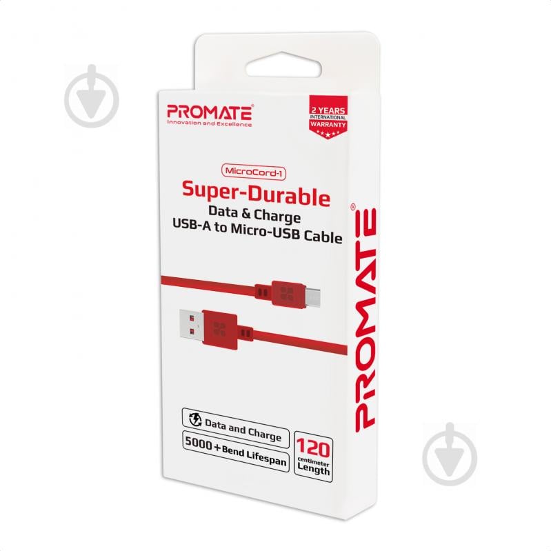 Кабель Promate MicroCord-1 USB-microUSB 2А 1,2 м красный (microcord-1.maroon) - фото 6