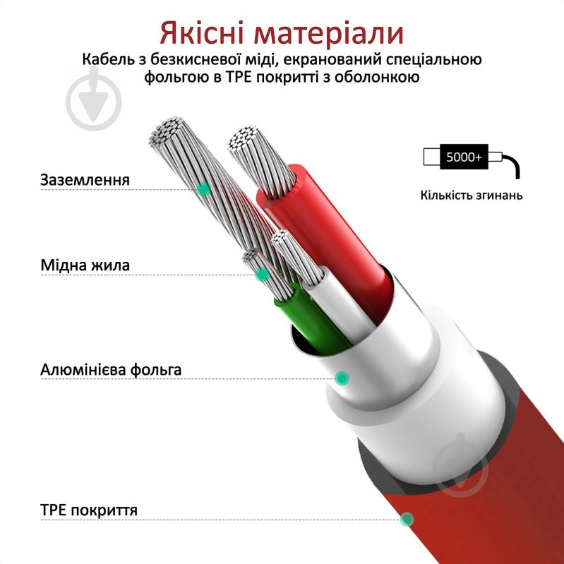 Кабель Promate MicroCord-1 USB-microUSB 2А 1,2 м красный (microcord-1.maroon) - фото 3