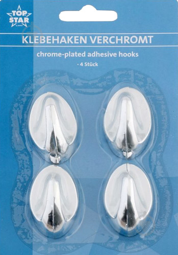 Крючки Axentia самоклеящиеся хром 2,5x4x2 см 4 шт./уп. - фото 1