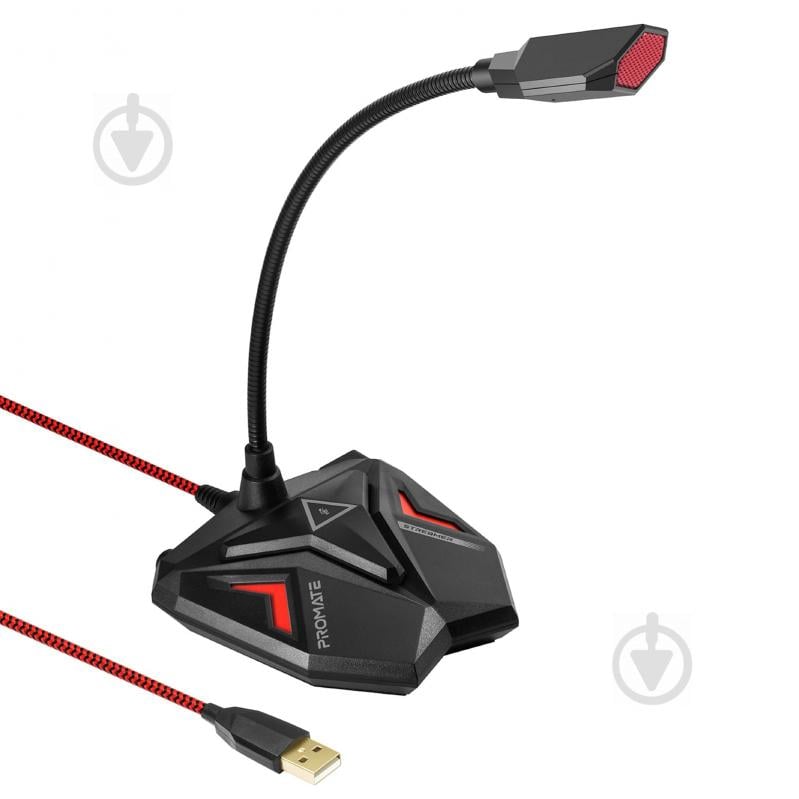 Микрофон Promate Streamer LED, USB Maroon - фото 1