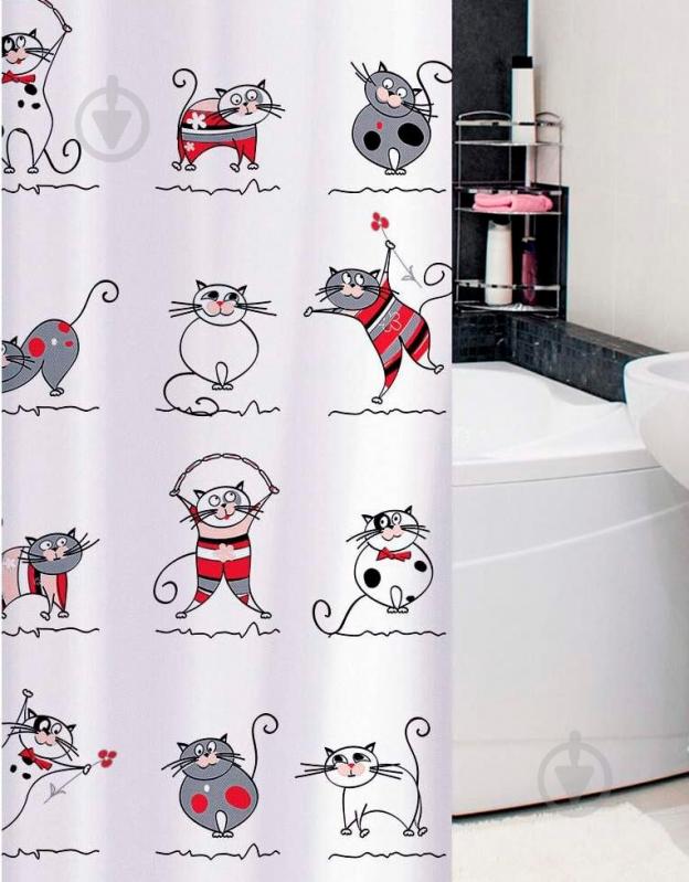 Шторка для ванны Tatkraft Funny Cats - фото 4