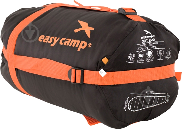 Спальний мішок Easy Camp Camp Orbit 200/-1°C Black (Right) 240159 - фото 5