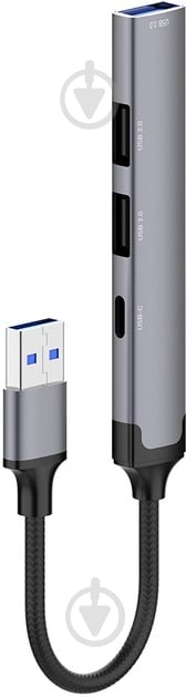 USB-хаб ColorWay USB-A 4-в-1 USB2.0х3/USB3.0 0,12 м сірий (CW-HUB05) - фото 7